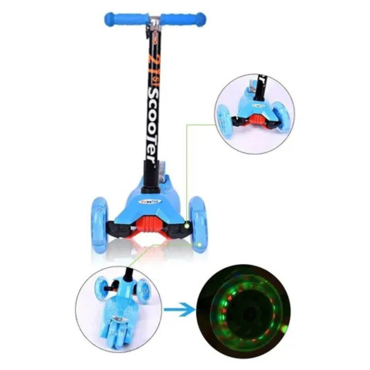 Scooter Monopatín Triple LED