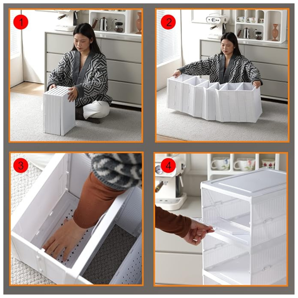 Caja Zapatos Apilable Rayados
