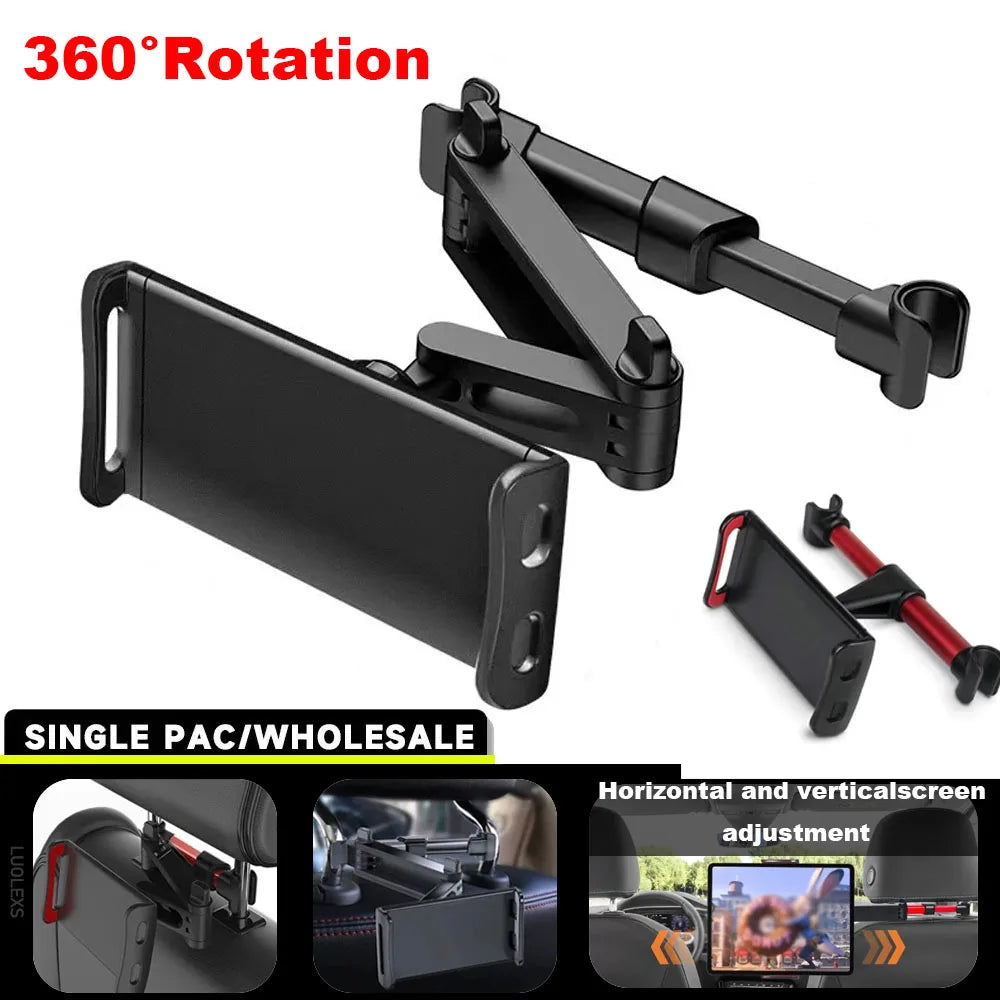 Soporte de Reposacabezas para Auto 360° Telescópico – Teléfono y Tablet 5″–12,9″