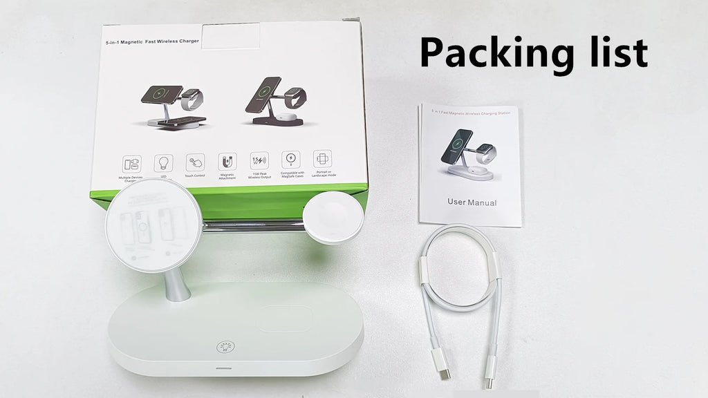 Cargador Inalámbrico 3 en 1 TIMESS 15W – iPhone 12–16, Apple Watch 4–10 y AirPods Pro (USB-C)