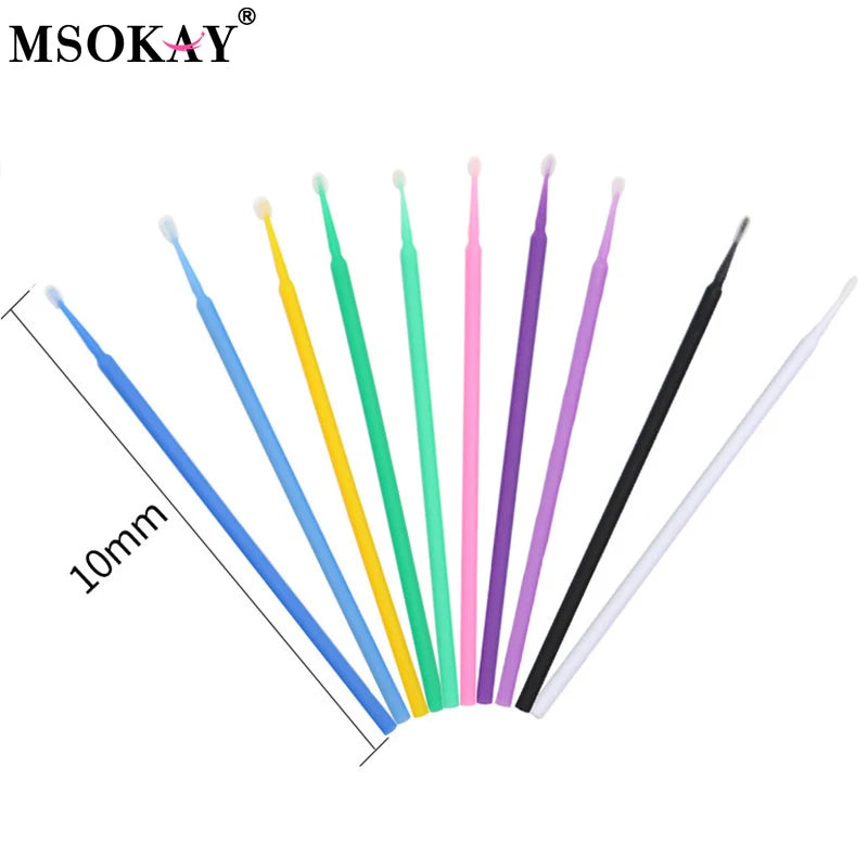 Pack 100 Microbrush para Limpieza de Extensiones de Pestañas