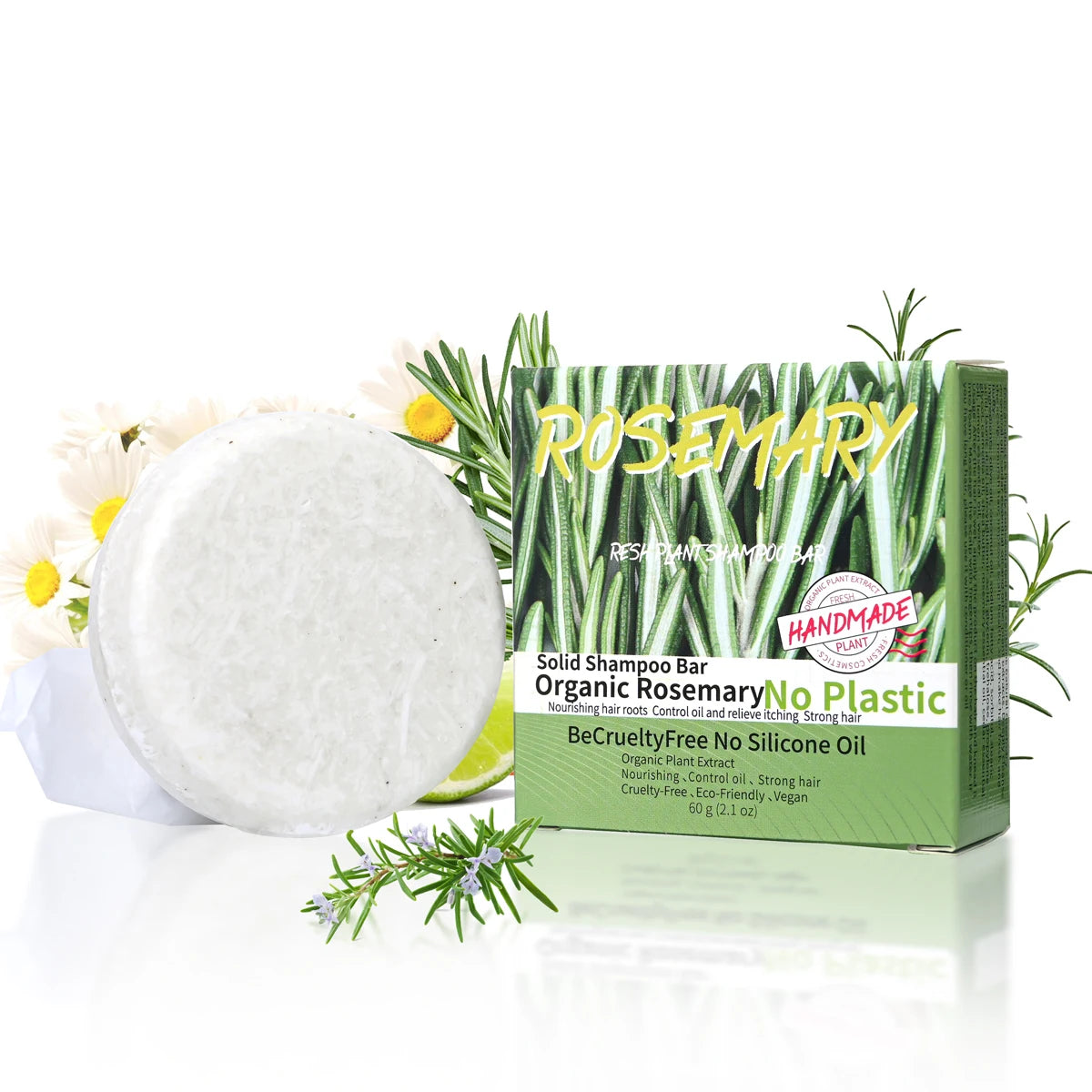 Shampoo en Barra de Romero 60g | Anticaspa y Control Grasa