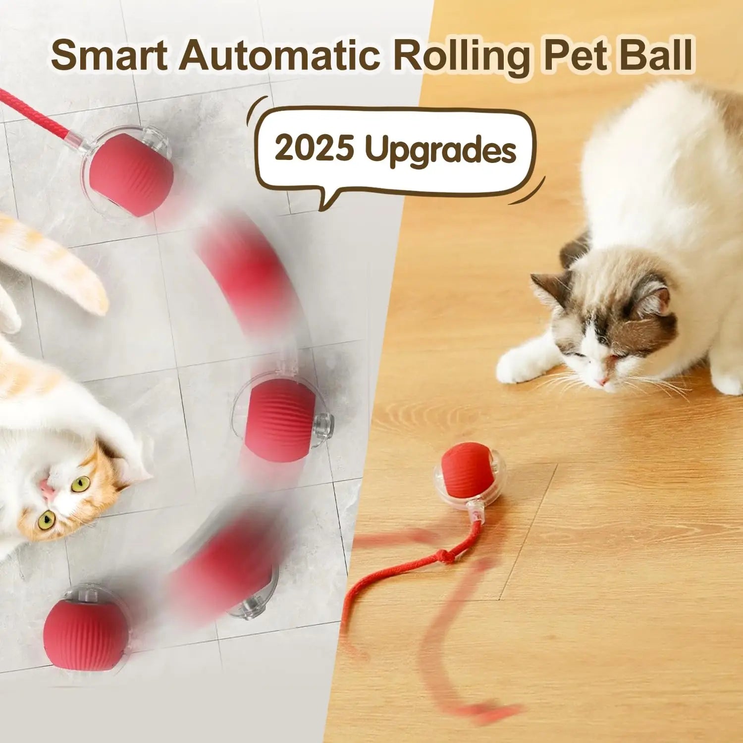 Pelota Interactiva Inteligente para Gatos | Juguete Automático Recargable con Cola y Sensores