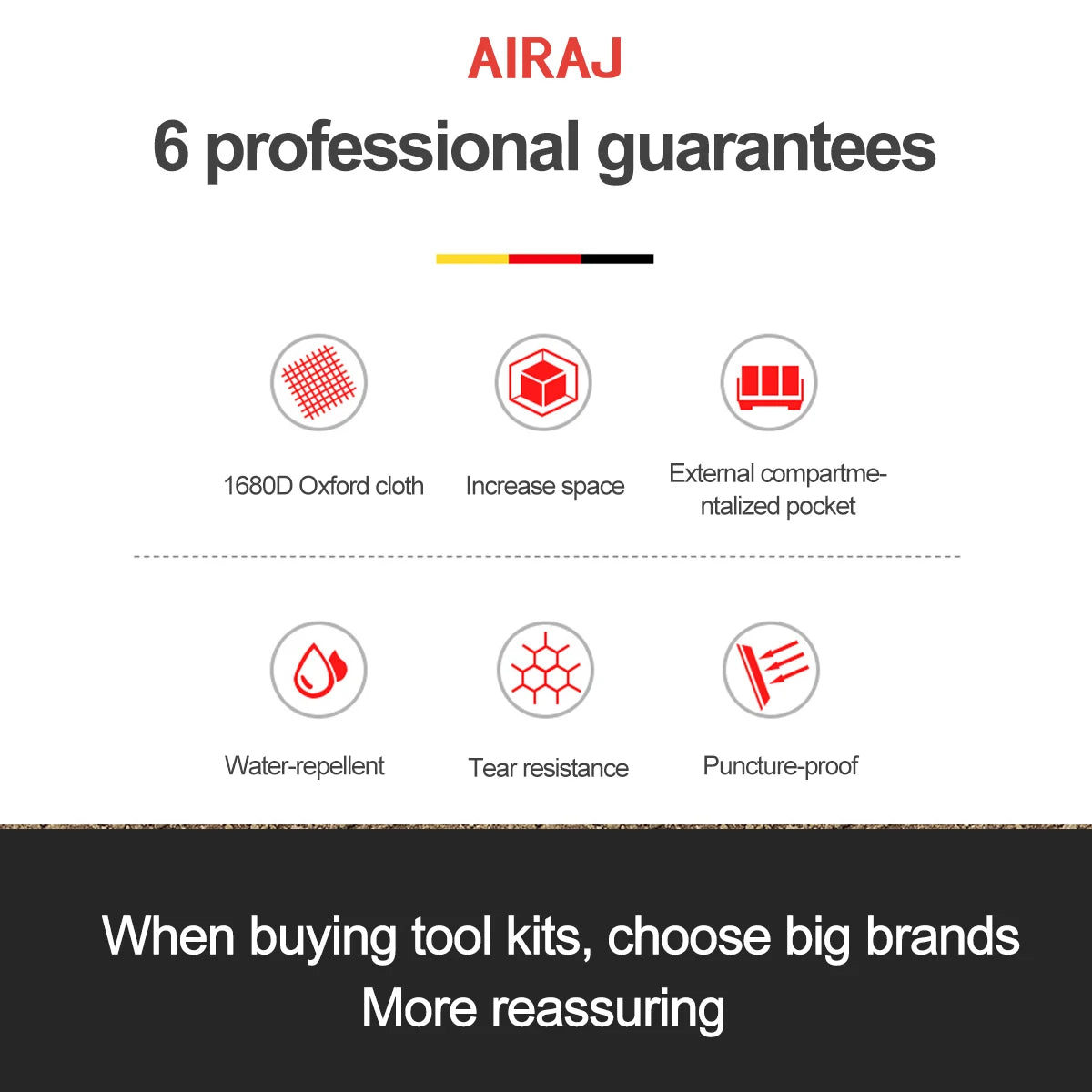 Bolsa de Herramientas AIRAJ 1680D Impermeable – Electricista, Alta Capacidad (13”–18”)