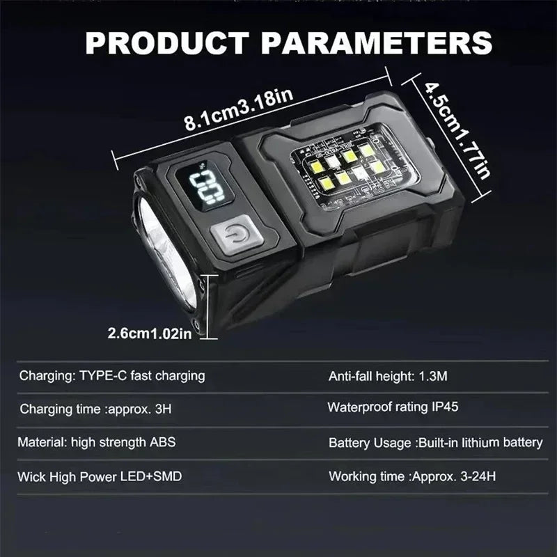 Mini Linterna LED Recargable USB con Imán Trasero | Camping, Emergencias y Uso Multifuncional