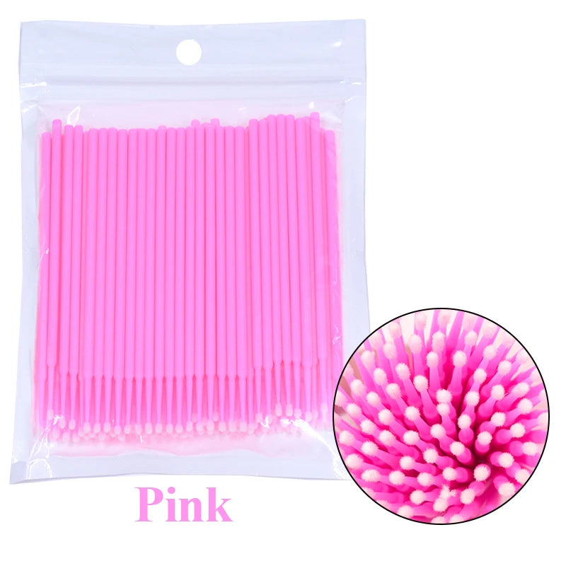 Pack 100 Microbrush para Limpieza de Extensiones de Pestañas