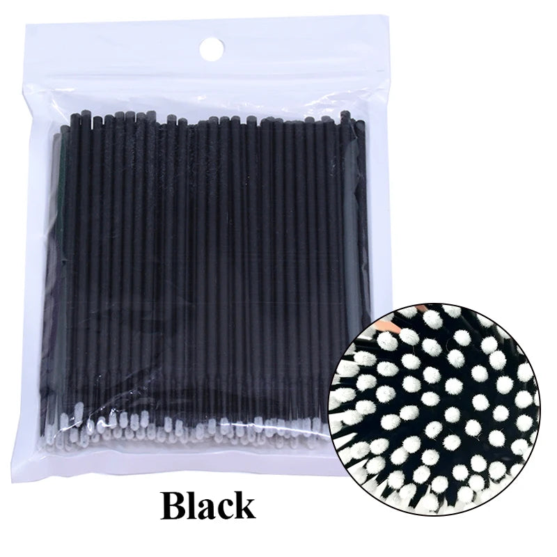 Pack 100 Microbrush para Limpieza de Extensiones de Pestañas