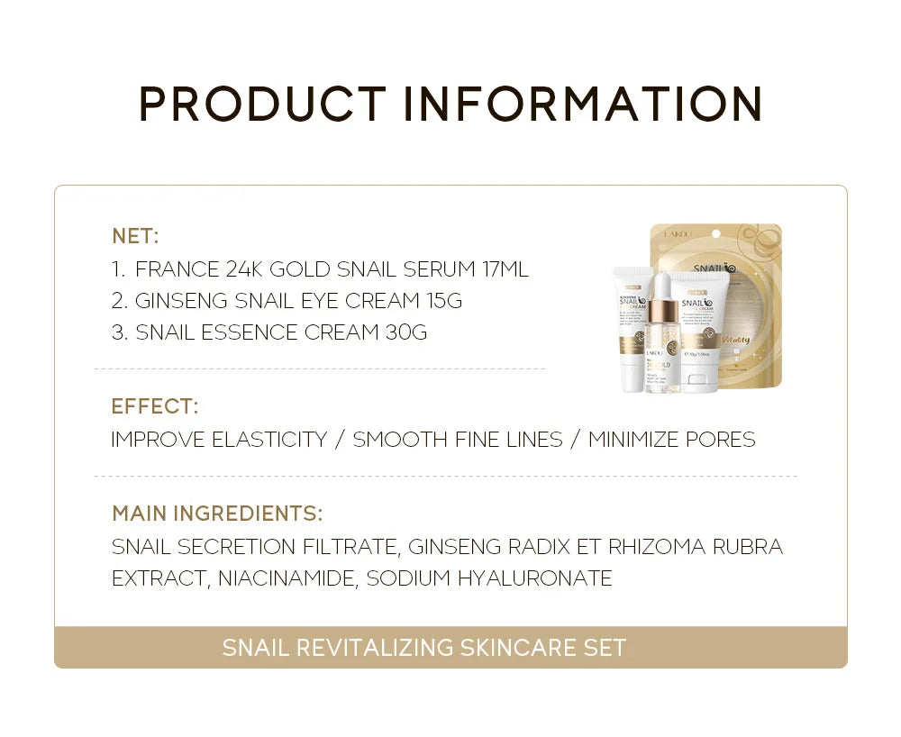 Set de Cuidado Facial LAIKOU: Crema, Serum y Contorno de Ojos