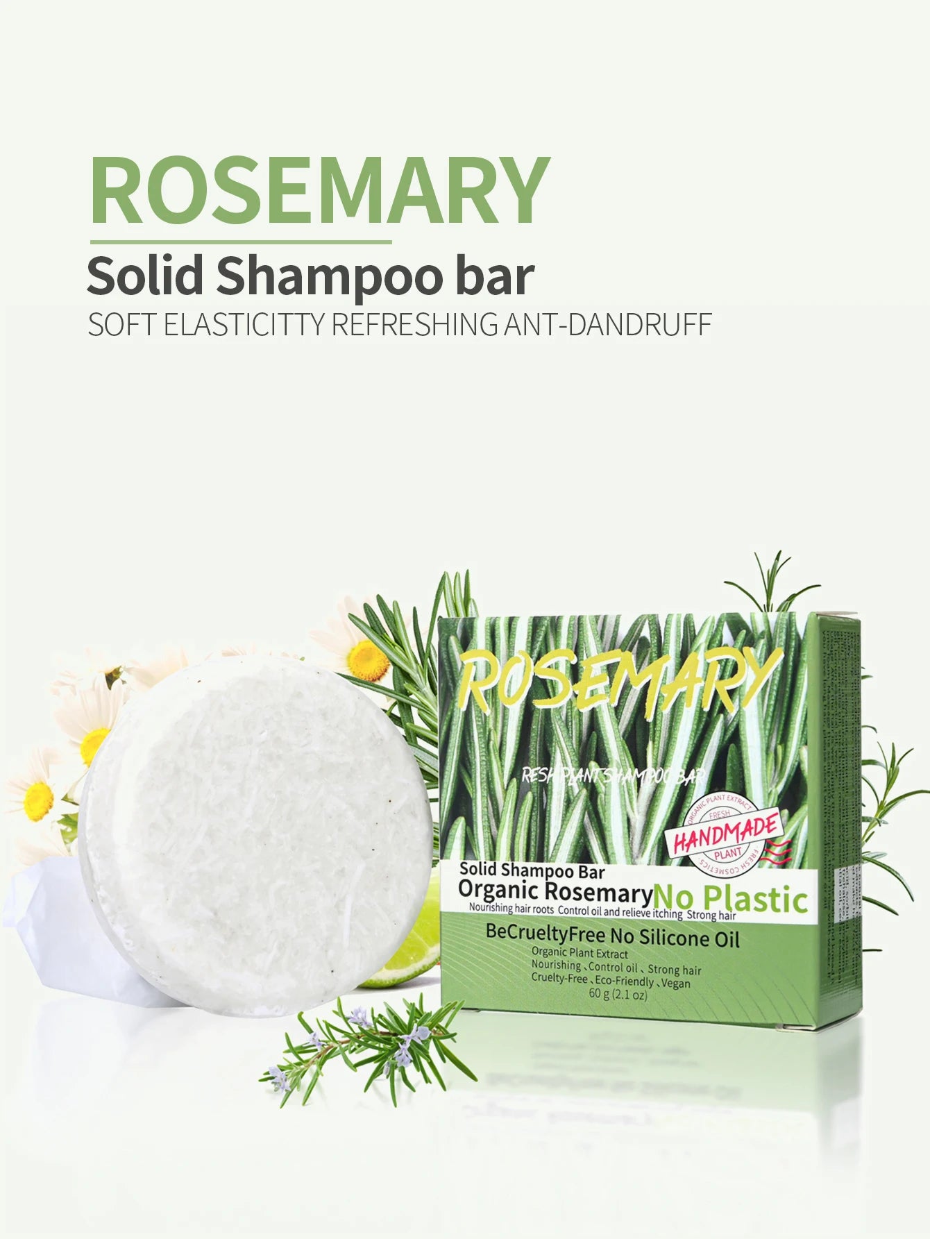 Shampoo en Barra de Romero 60g | Anticaspa y Control Grasa