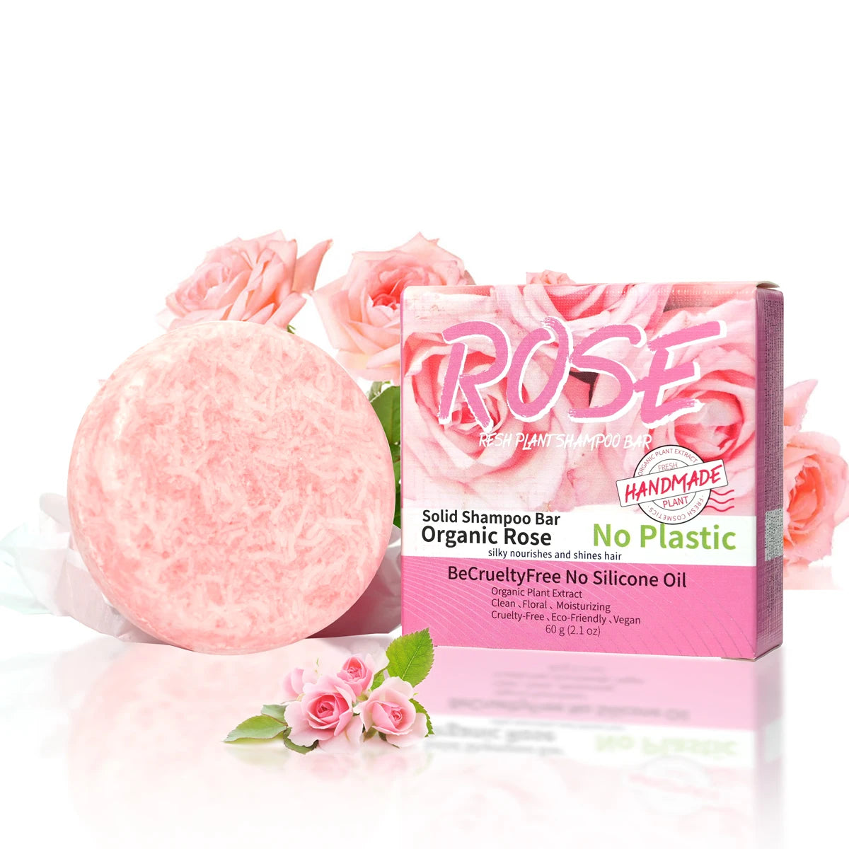 Shampoo sólido artesanal de rosa | Nutritivo, aroma floral y control grasa