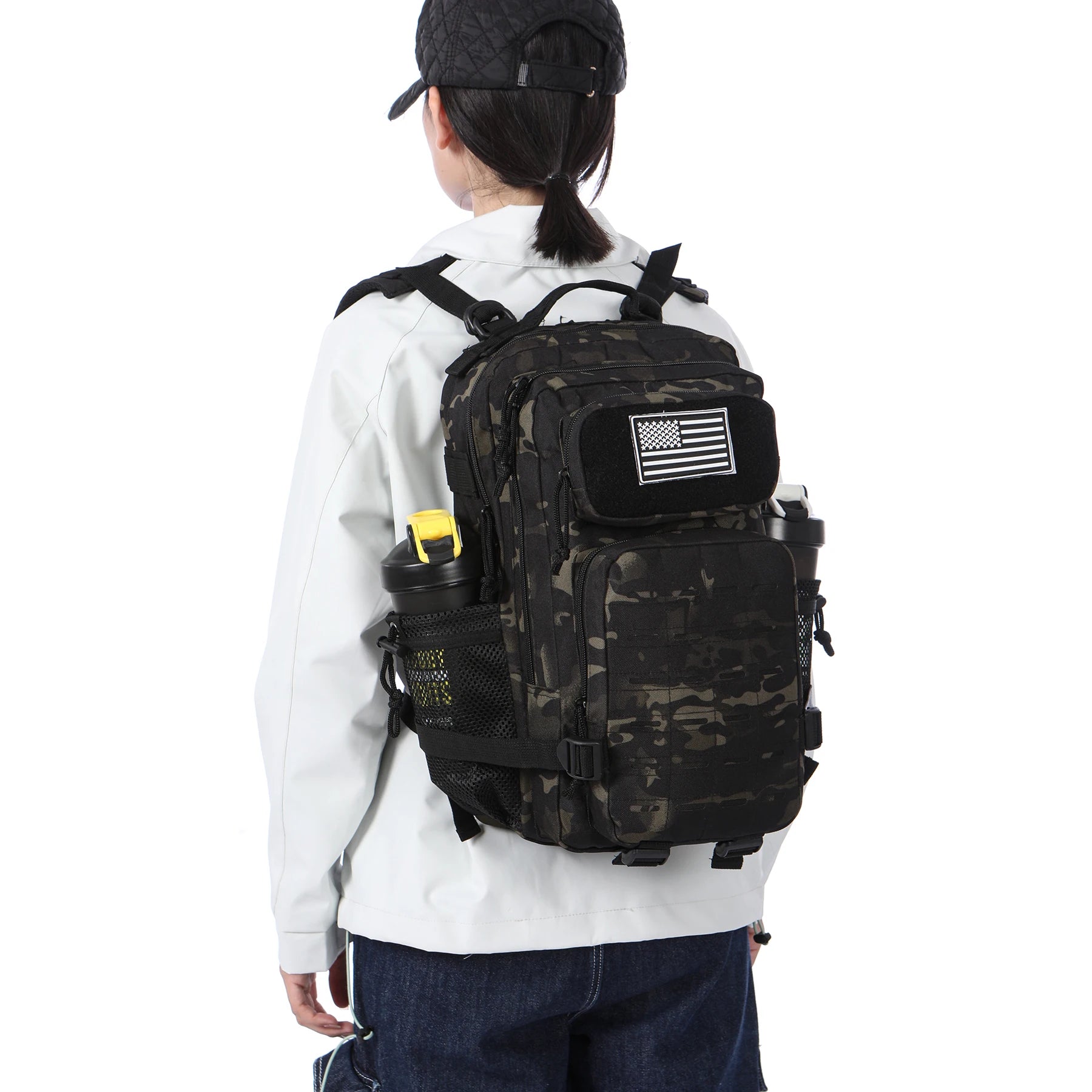 Mochila Táctica MOLLE 25L/50L con 2 Portabotellas – Senderismo, Caza, Gimnasio y EDC