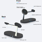 Cargador Inalámbrico 3 en 1 TIMESS 15W – iPhone 12–16, Apple Watch 4–10 y AirPods Pro (USB-C)