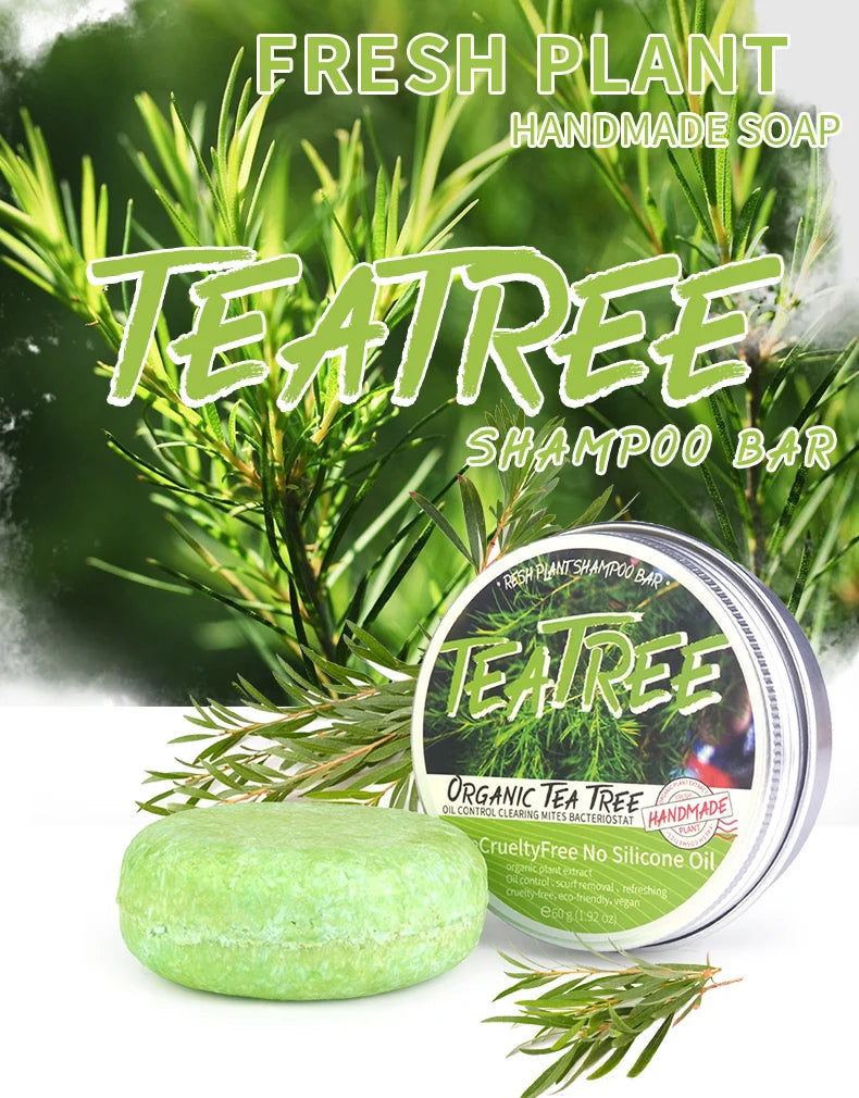 Shampoo sólido artesanal de árbol de té | Anticaspa y control de grasa