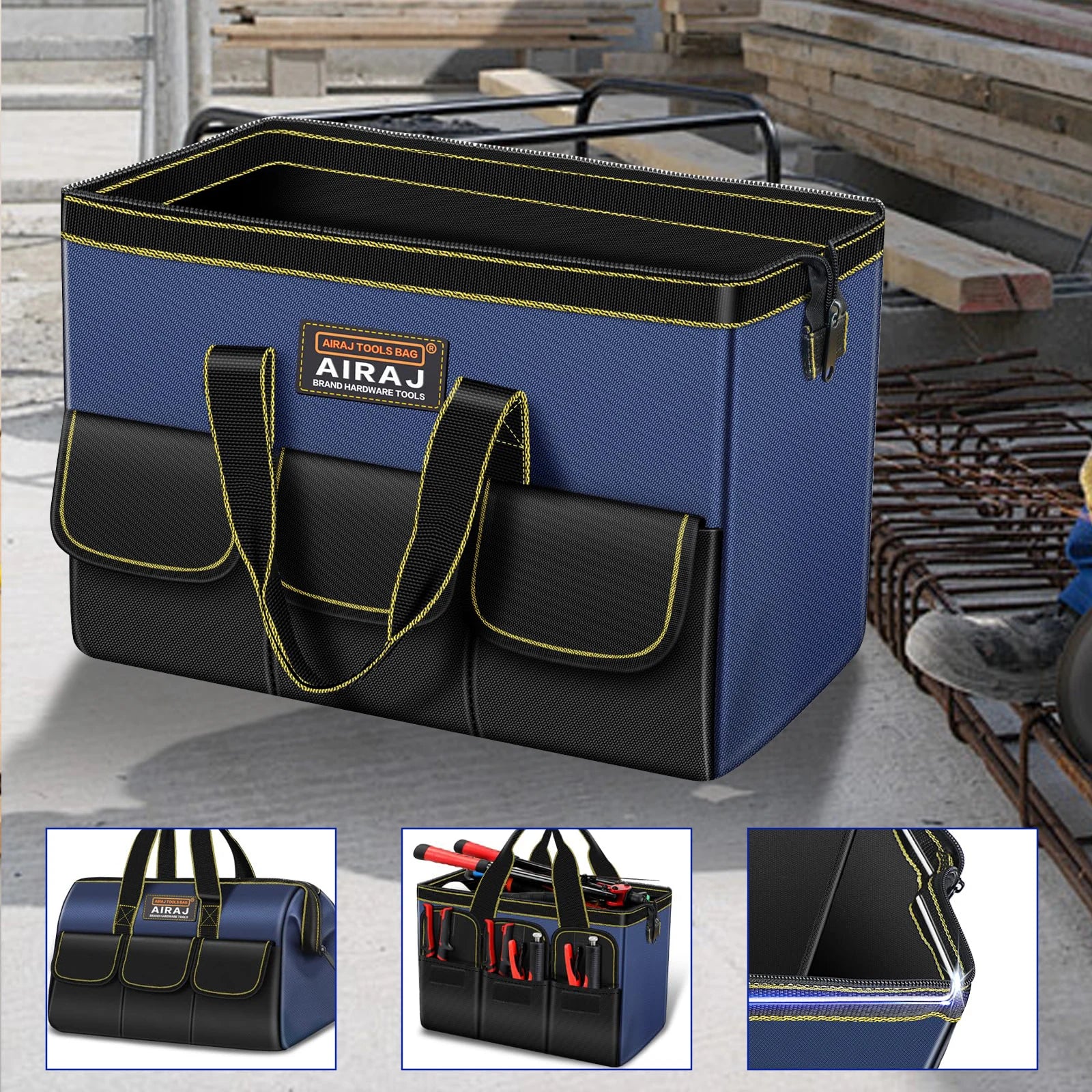 Bolsa de Herramientas AIRAJ 1680D Impermeable – Electricista, Alta Capacidad (13”–18”)