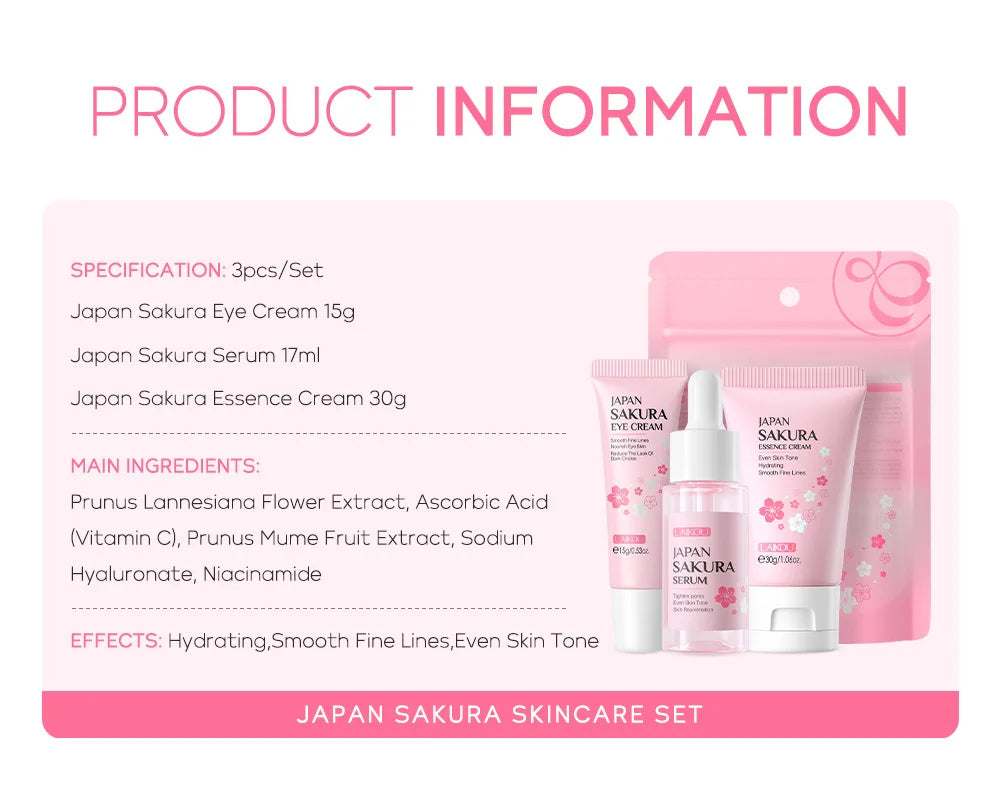 Set de Cuidado Facial LAIKOU: Crema, Serum y Contorno de Ojos