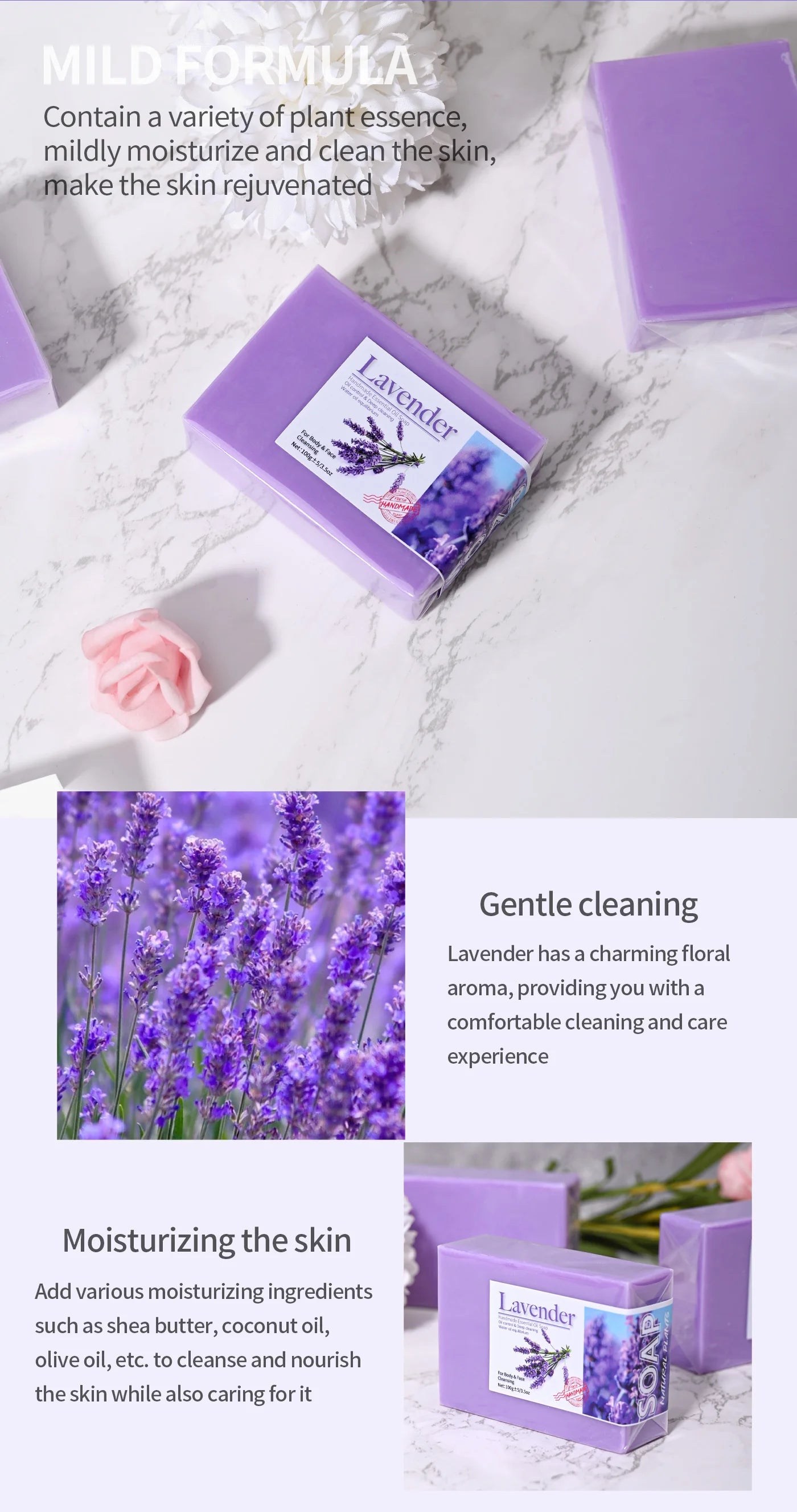 Jabón Artesanal de Lavanda 100g Natural y Orgánico
