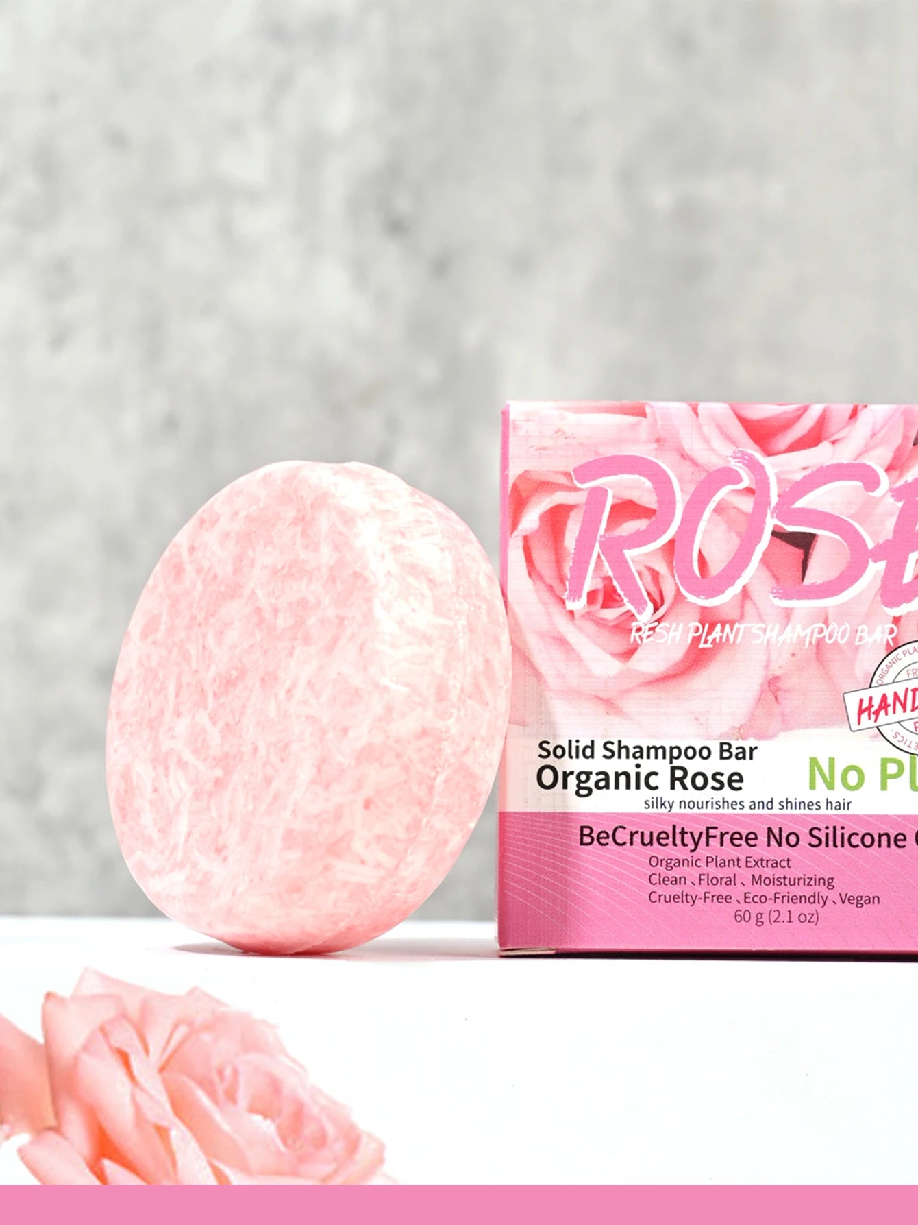 Shampoo sólido artesanal de rosa | Nutritivo, aroma floral y control grasa