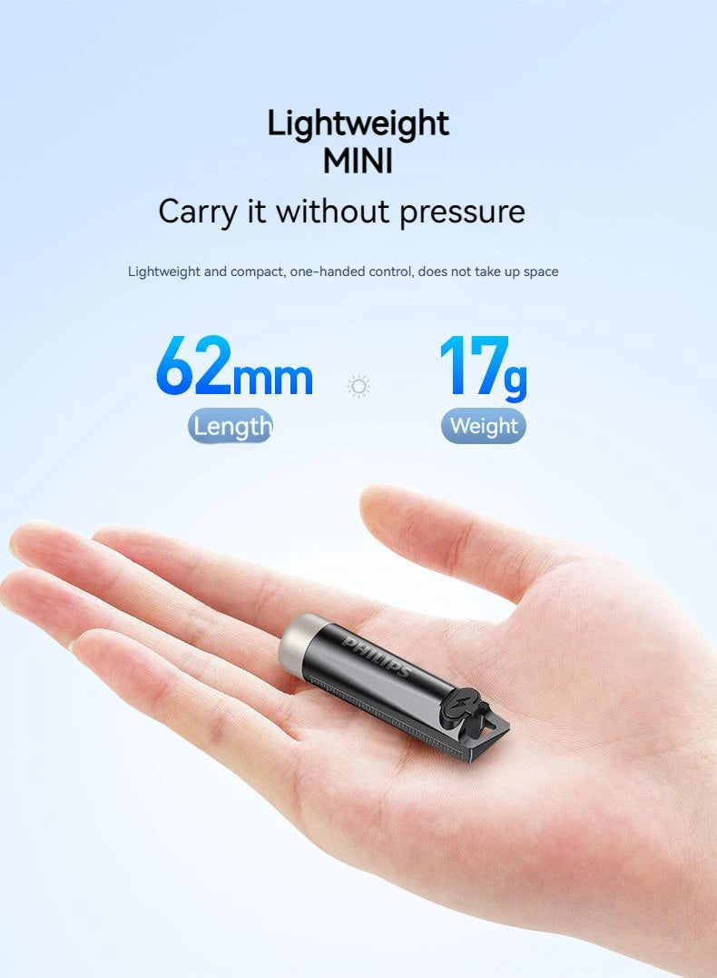 Philips Linterna LED Recargable Mini EDC SFL1121 | Llavero, Camping  500LM