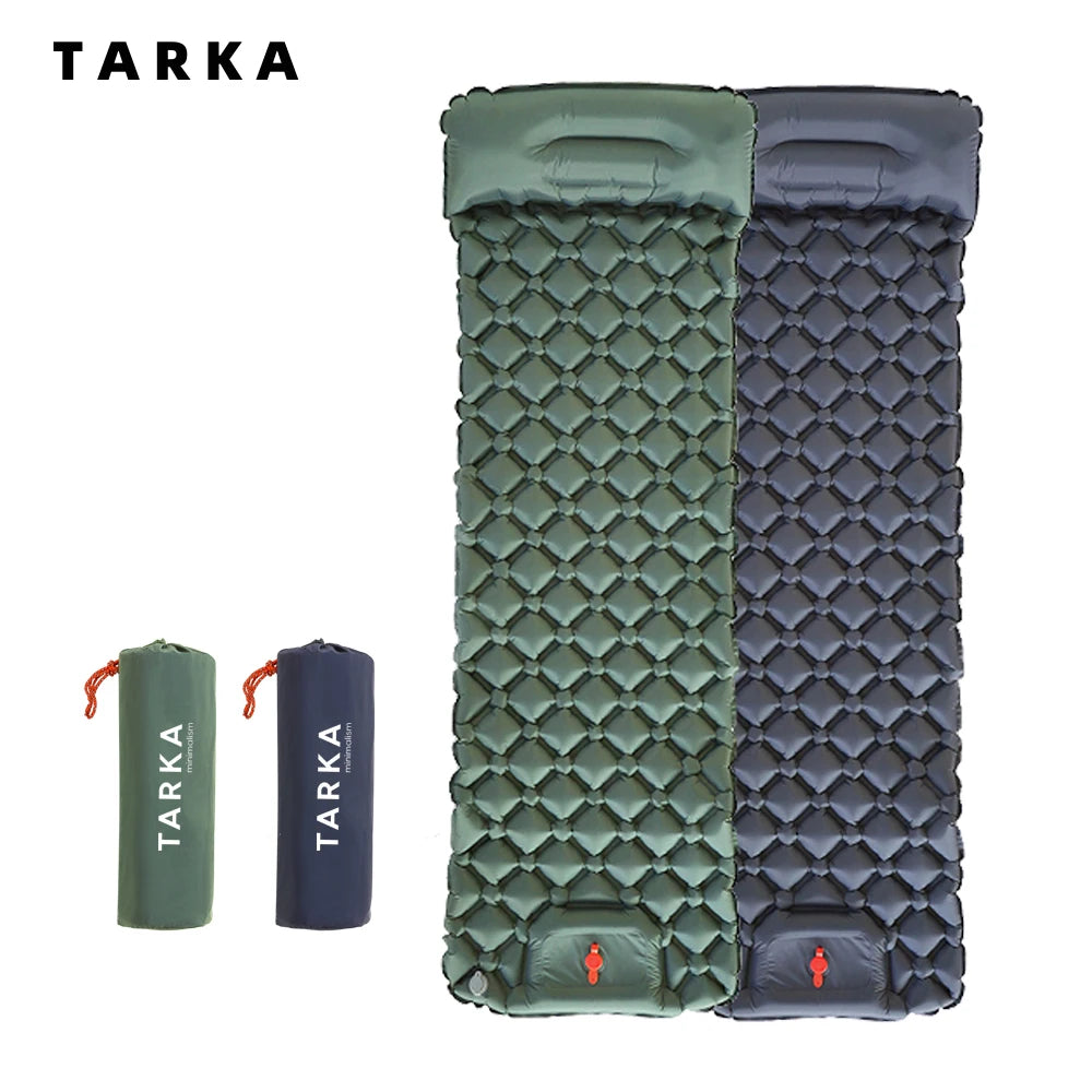 Colchoneta Inflable TARKA 190×60 cm con Almohada – autoinflable Ultraligera (650 g) para Camping y Trekking