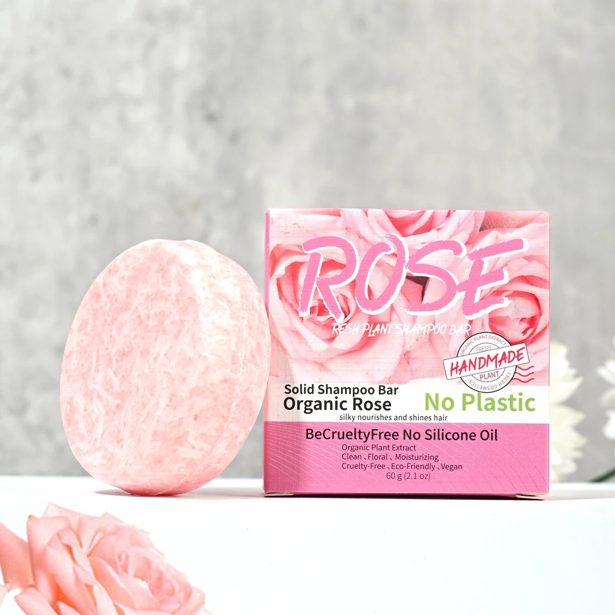 Shampoo sólido artesanal de rosa | Nutritivo, aroma floral y control grasa