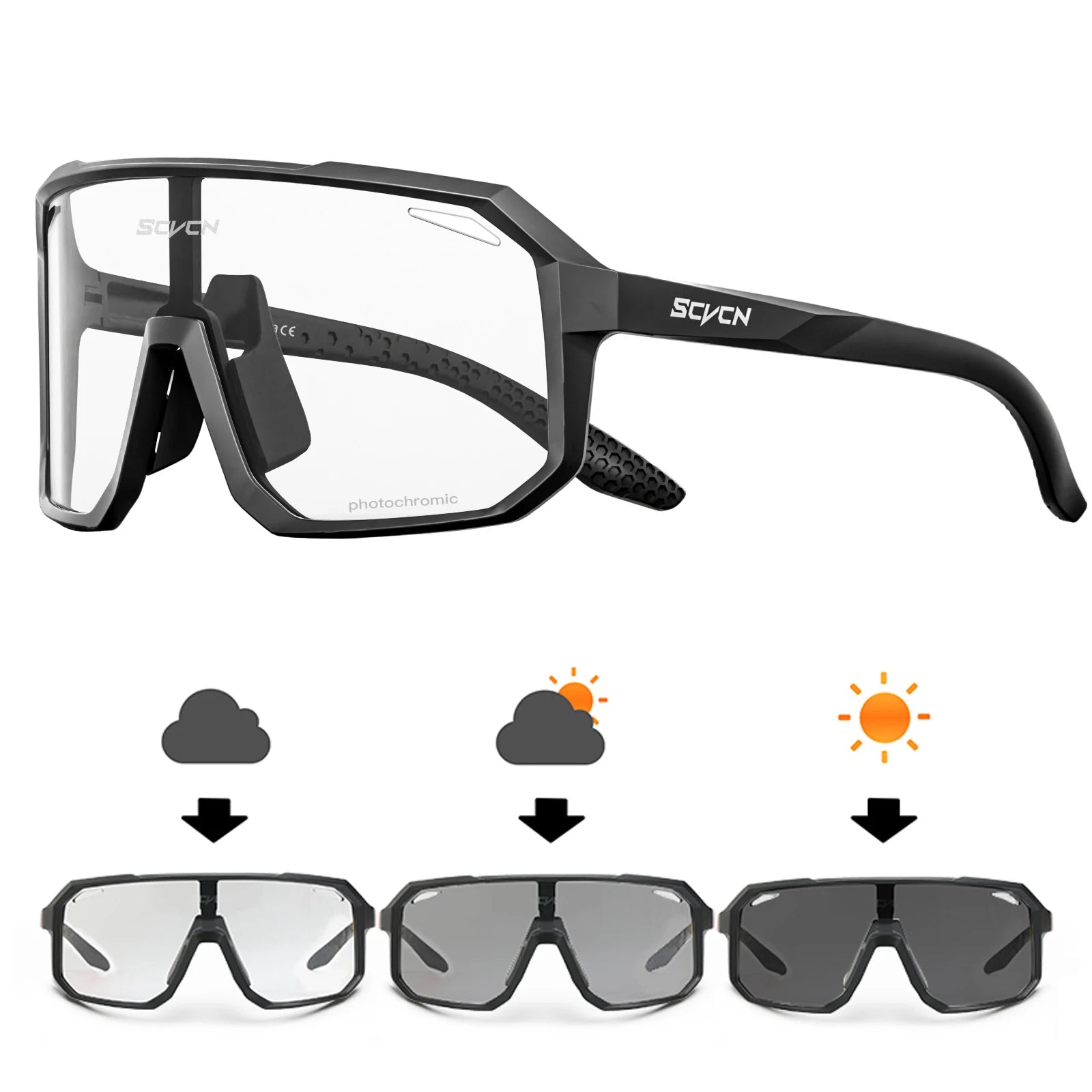 Gafas Lentes Ciclismo SCVCN S62 Fotocromáticas UV400 – Lentes PC y Montura TR90 Unisex