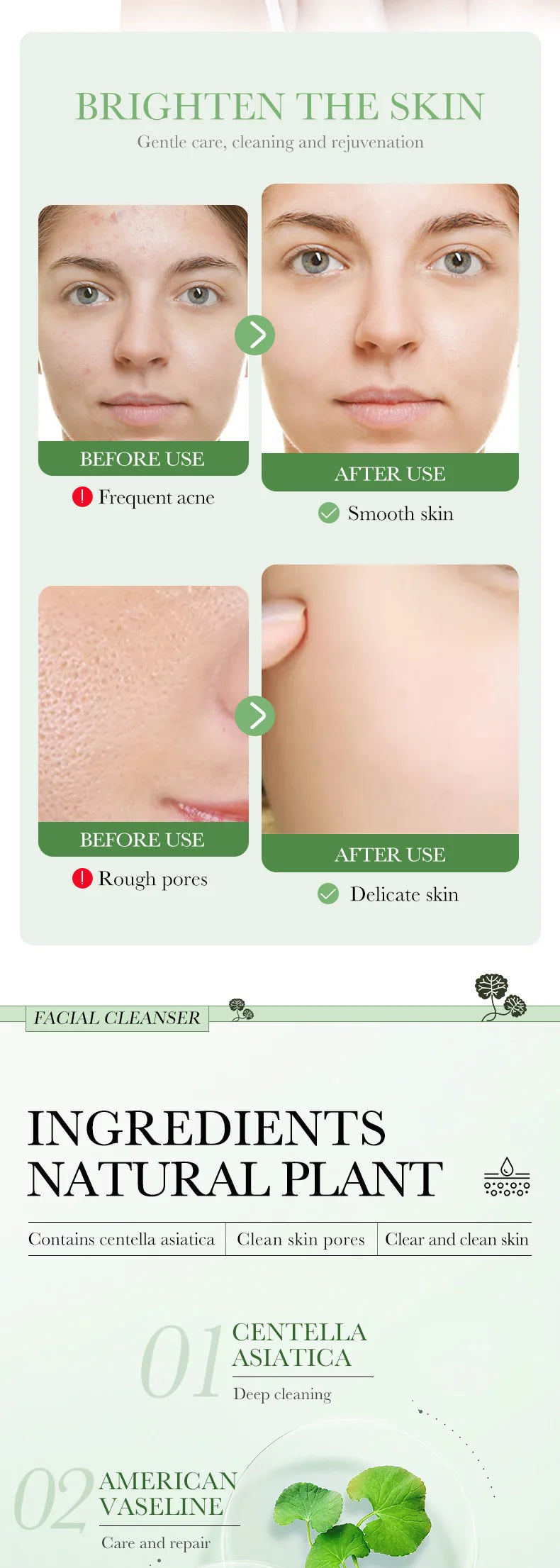 Limpiador Facial BIOAQUA Centella Asiática Control Grasa 100g