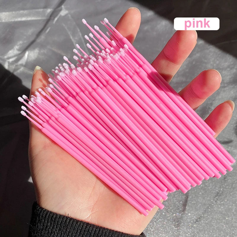 Pack 100 Microbrush para Limpieza de Extensiones de Pestañas