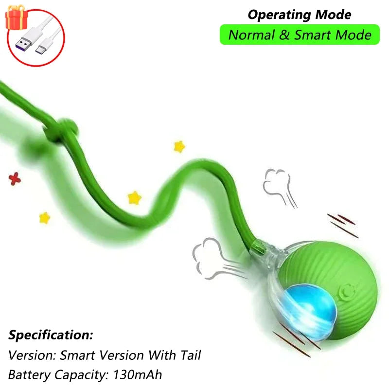 Pelota Interactiva Inteligente para Gatos | Juguete Automático Recargable con Cola y Sensores