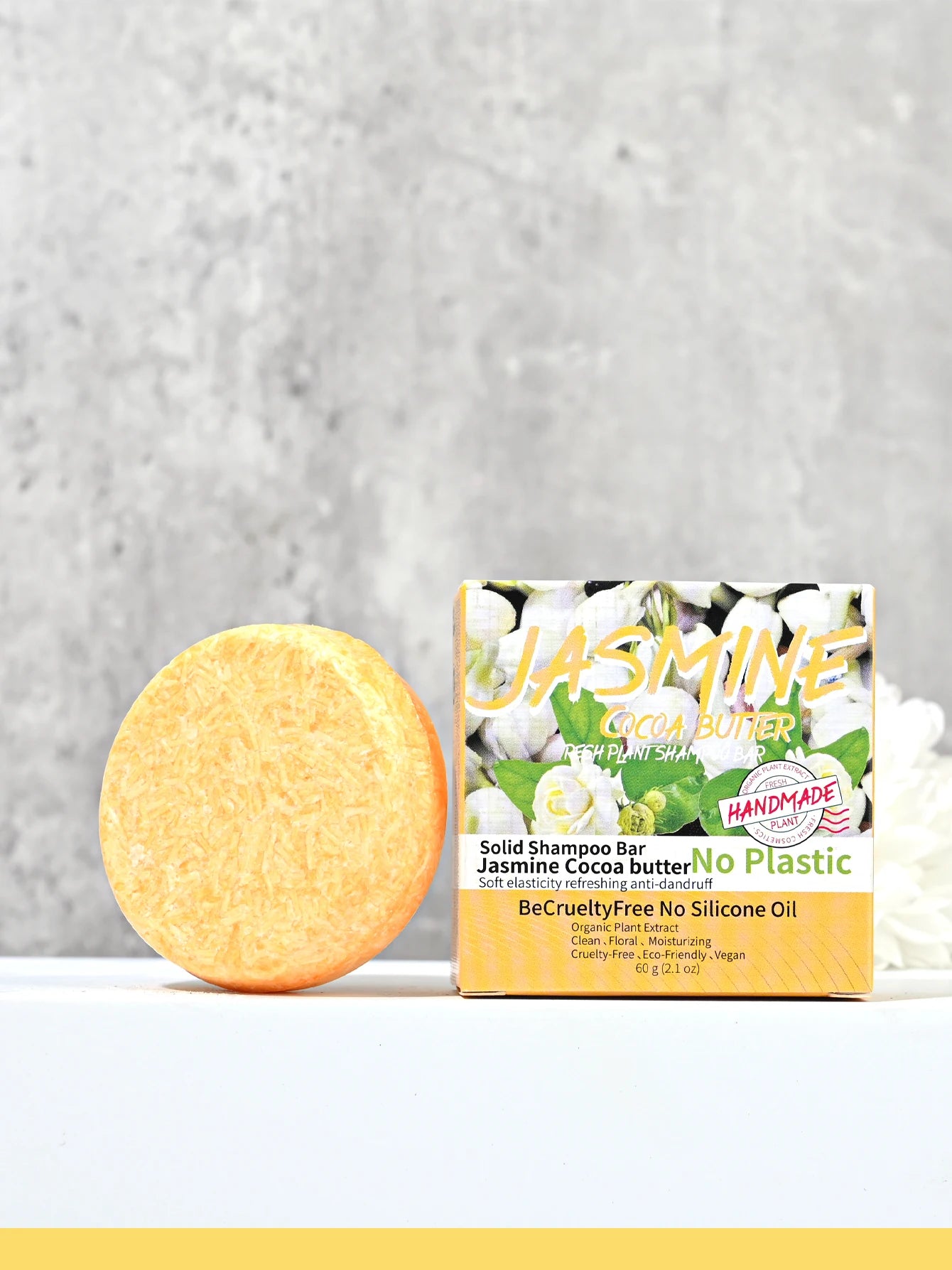 Shampoo sólido artesanal de jazmín | Control de grasa y frescura