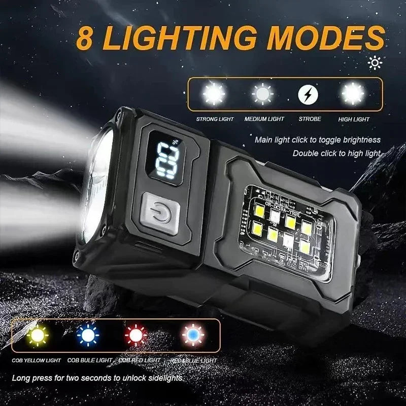 Mini Linterna LED Recargable USB con Imán Trasero | Camping, Emergencias y Uso Multifuncional