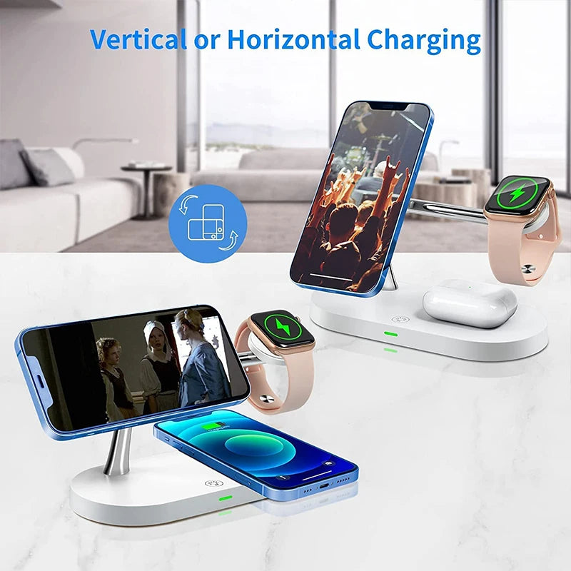 Cargador Inalámbrico 3 en 1 TIMESS 15W – iPhone 12–16, Apple Watch 4–10 y AirPods Pro (USB-C)