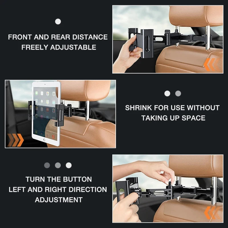 Soporte de Reposacabezas para Auto 360° Telescópico – Teléfono y Tablet 5″–12,9″