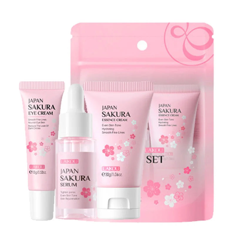 Set de Cuidado Facial LAIKOU: Crema, Serum y Contorno de Ojos