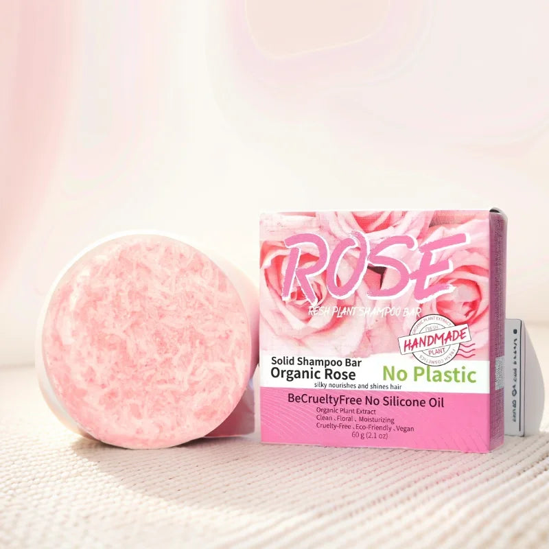 Shampoo sólido artesanal de rosa | Nutritivo, aroma floral y control grasa