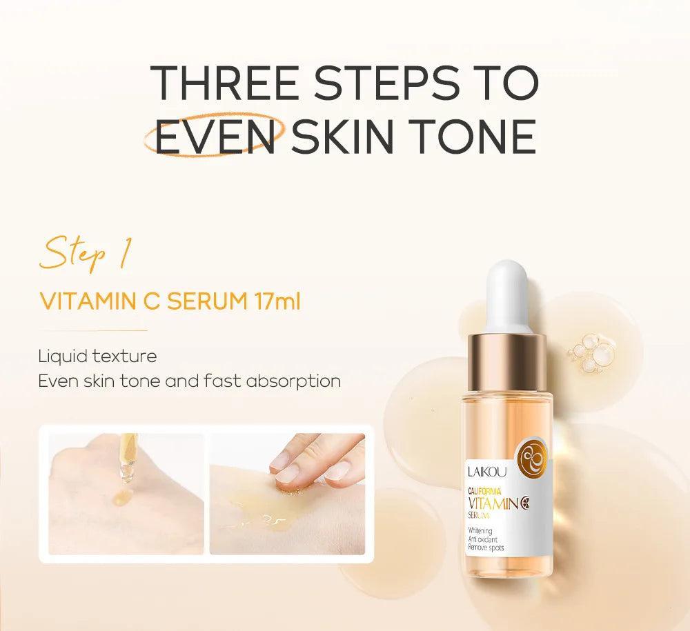 Set de Cuidado Facial LAIKOU: Crema, Serum y Contorno de Ojos