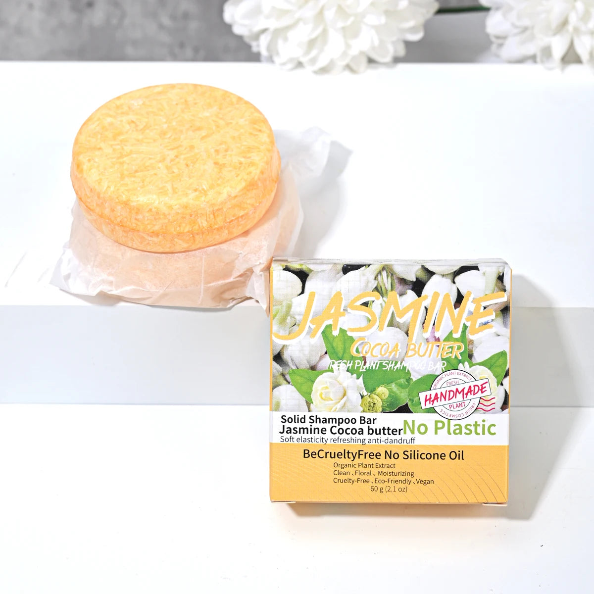 Shampoo sólido artesanal de jazmín | Control de grasa y frescura