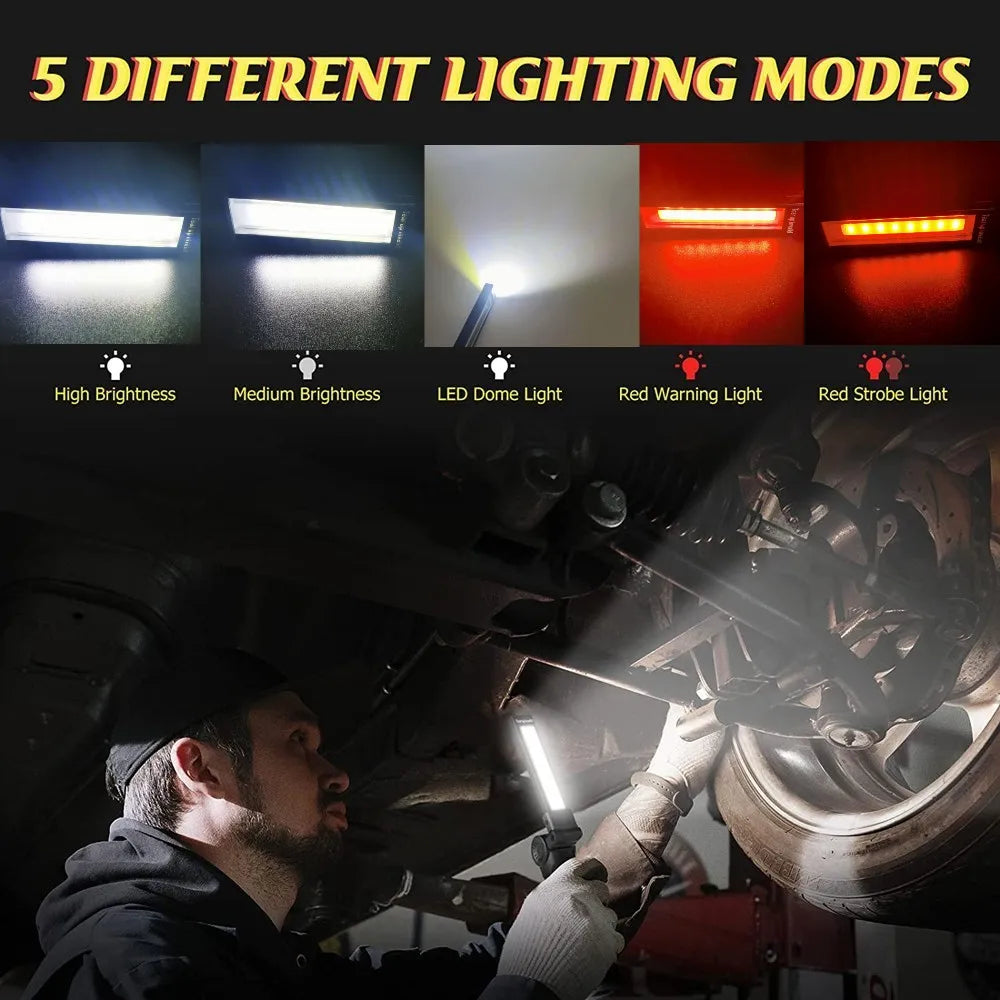 Linterna LED COB Portátil Recargable ESMARTER | Magnética 360° USB para Camping y Trabajo