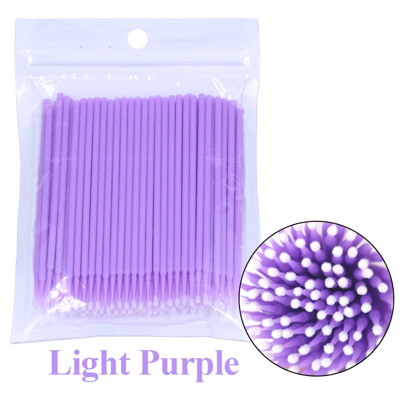 Pack 100 Microbrush para Limpieza de Extensiones de Pestañas