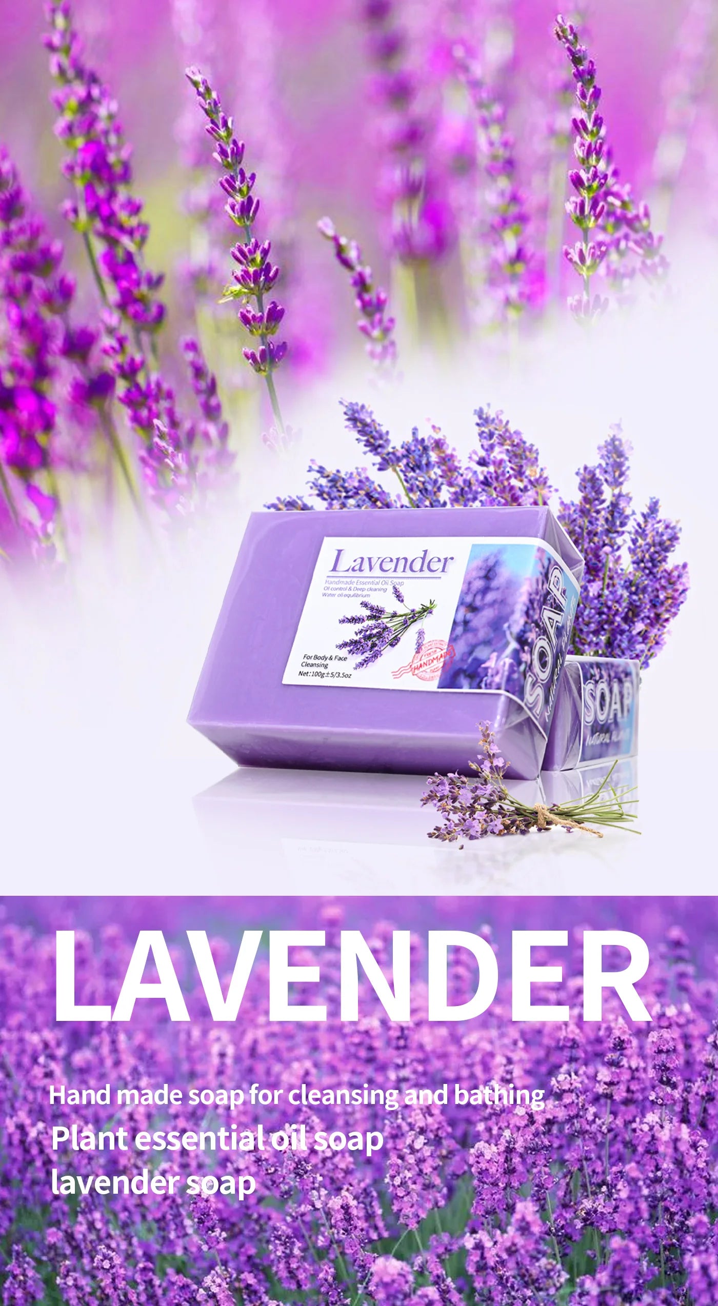 Jabón Artesanal de Lavanda 100g Natural y Orgánico