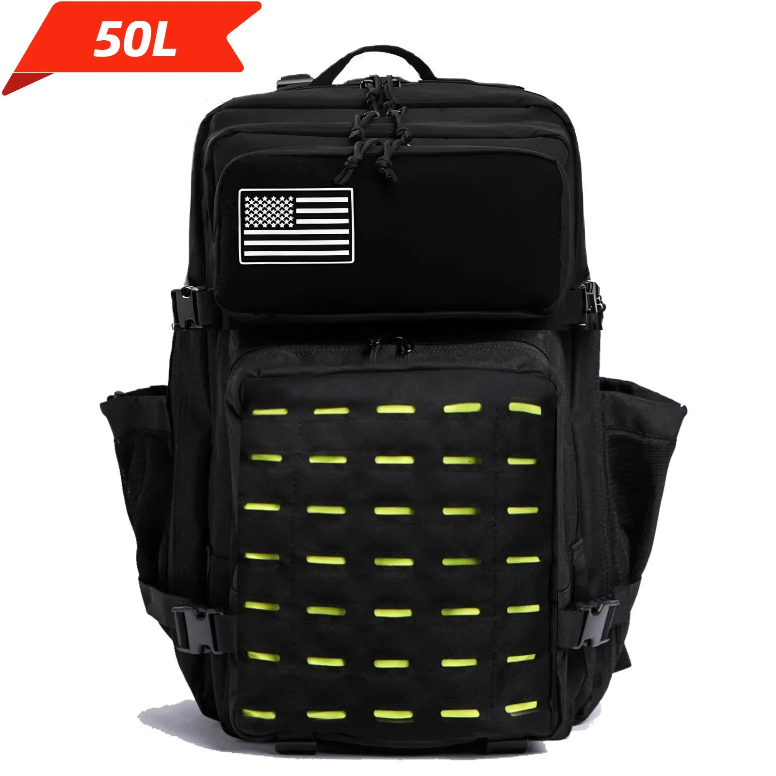 Mochila Táctica MOLLE 25L/50L con 2 Portabotellas – Senderismo, Caza, Gimnasio y EDC