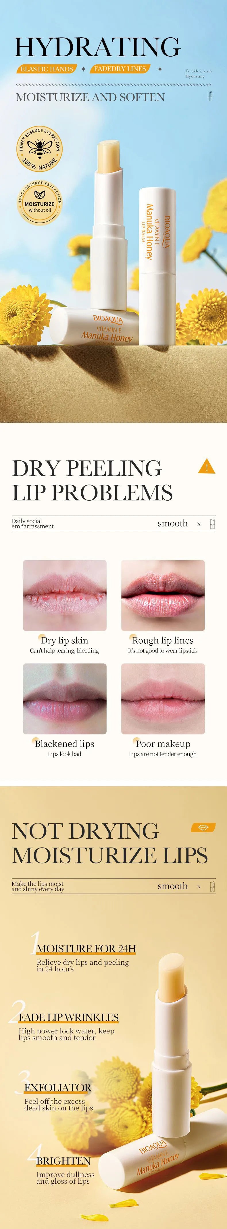 Bálsamo Labial Bioaqua Miel Labios Secos Partidos