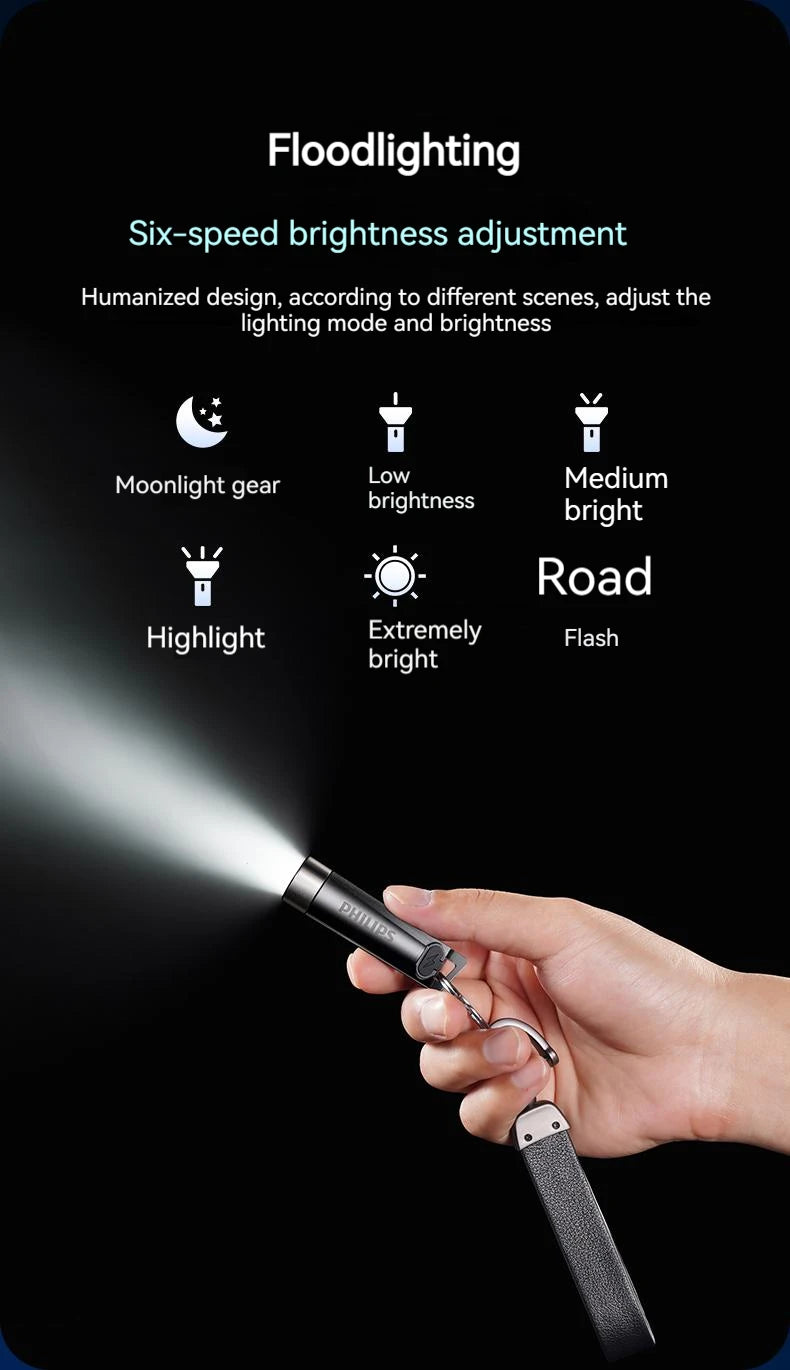 Philips Linterna LED Recargable Mini EDC SFL1121 | Llavero, Camping  500LM