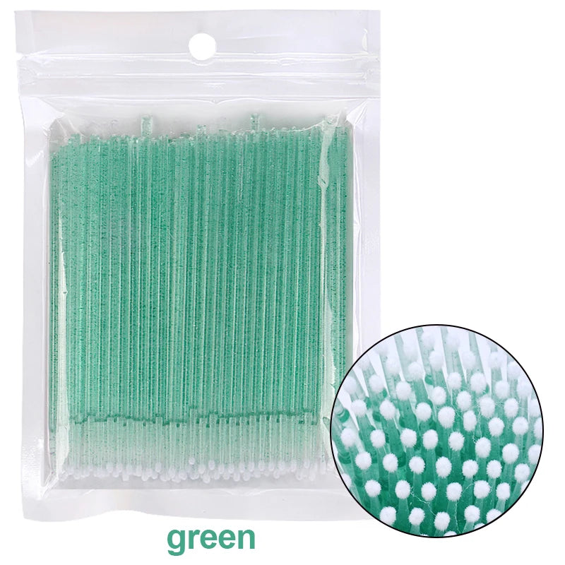 Pack 100 Microbrush para Limpieza de Extensiones de Pestañas