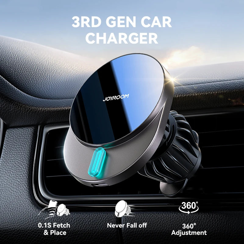 Joyroom JR-ZS409 Cargador Coche 15W – Soporte Magnético MagSafe para iPhone 12–16 (Rejilla de Ventilación)