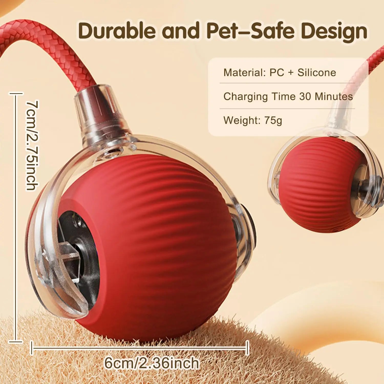 Pelota Interactiva Inteligente para Gatos | Juguete Automático Recargable con Cola y Sensores
