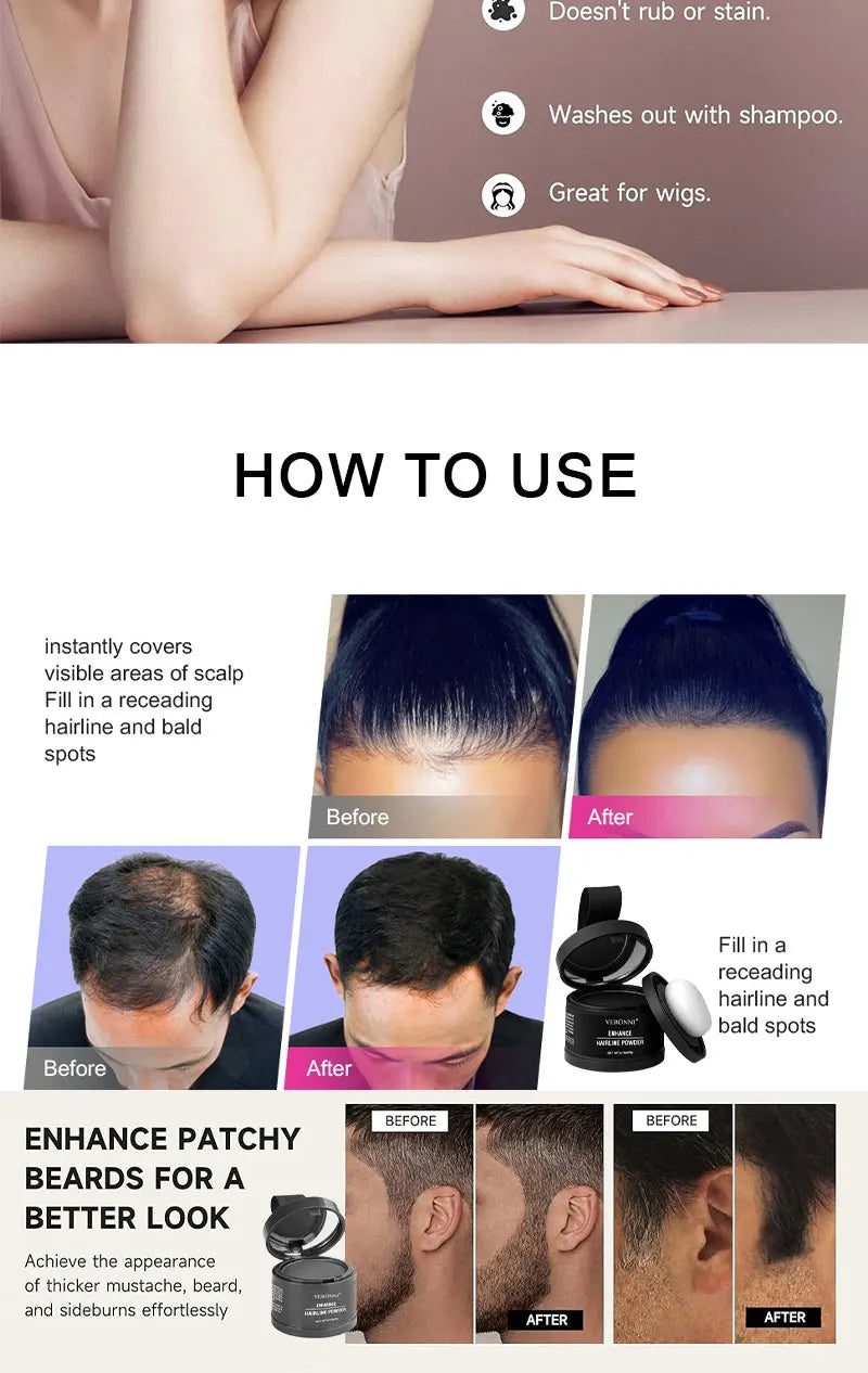 Polvo Relleno Capilar Waterproof Cubre Raíces y Canas al Instante