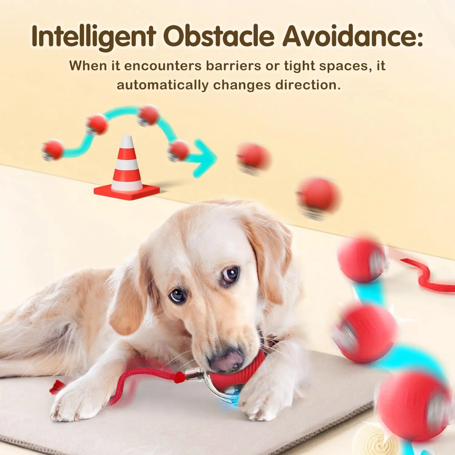Pelota Interactiva Inteligente para Gatos | Juguete Automático Recargable con Cola y Sensores