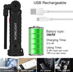 Linterna LED COB Portátil Recargable ESMARTER | Magnética 360° USB para Camping y Trabajo