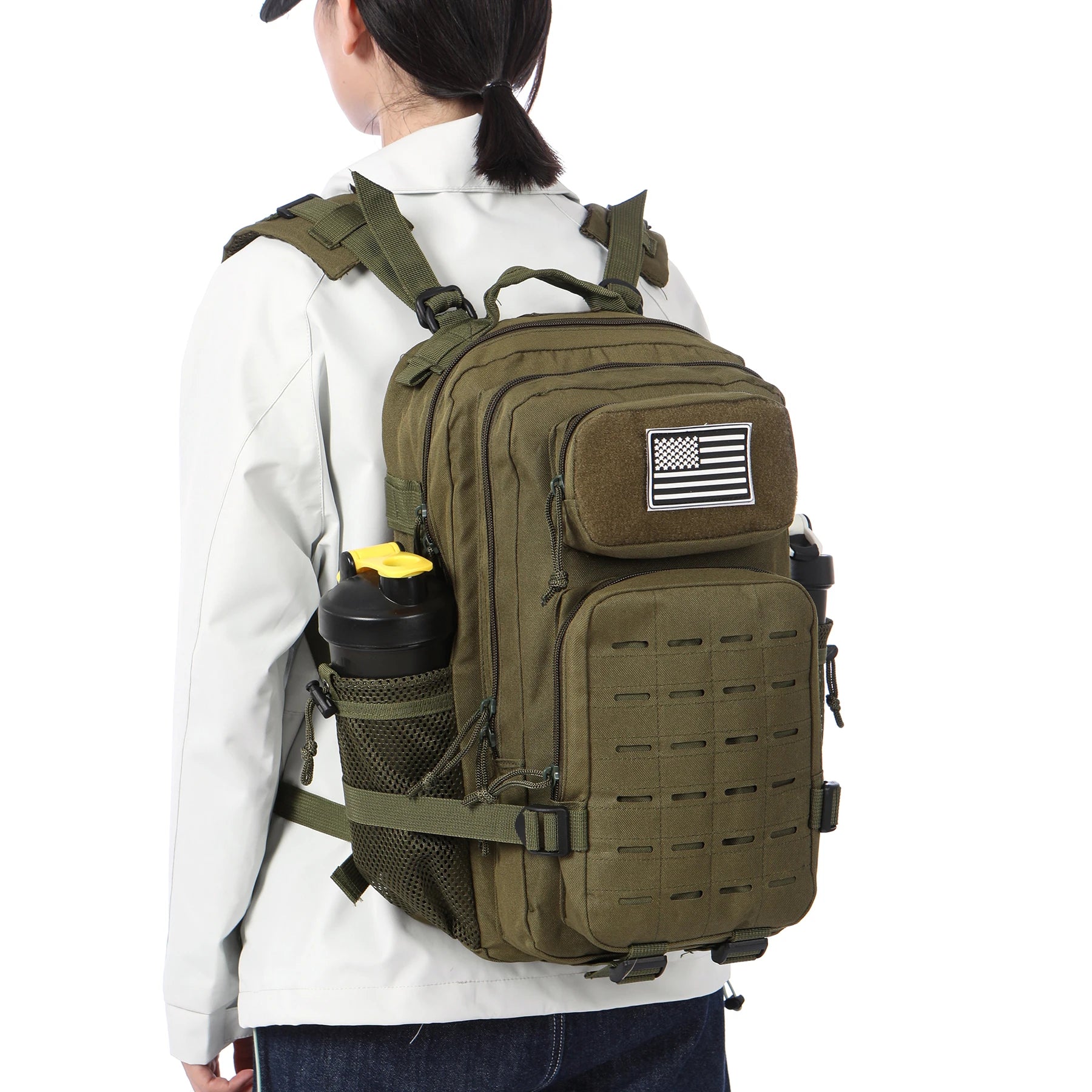 Mochila Táctica MOLLE 25L/50L con 2 Portabotellas – Senderismo, Caza, Gimnasio y EDC