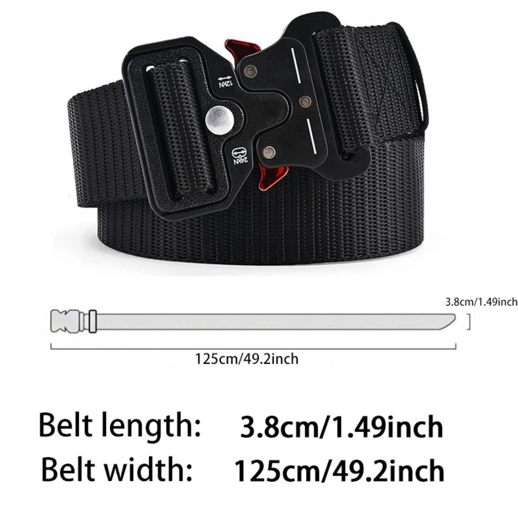 Cinturón Táctico de Nylon con Hebilla Plástica “Orejas Rojas” – Militar, Entrenamiento y Outdoor